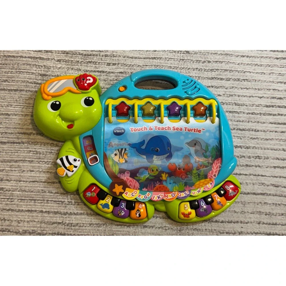 VTech Touch and Teach Sea Turtle Interactive Toddler Learning Toy‎ Green Blue
